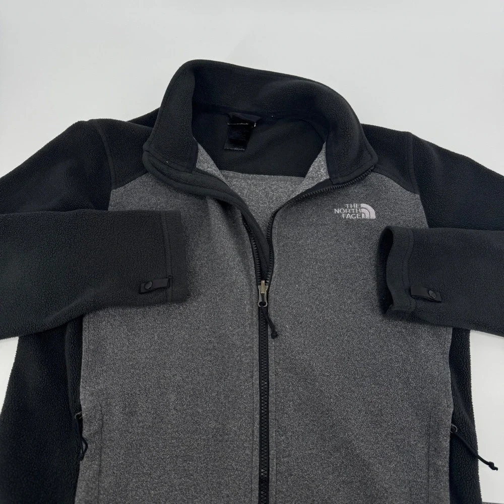 The North Face Mens Full Zip Fleece Jacket Black‎ Gray FlashDry Size Small